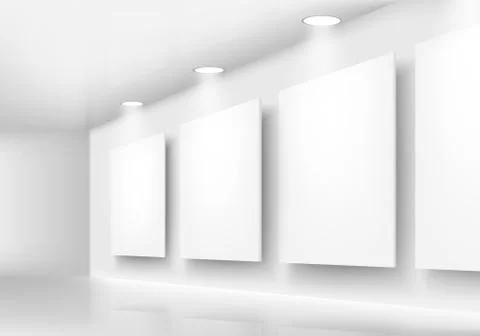 Gallery Interior with empty frames on wall 스톡 일러스트