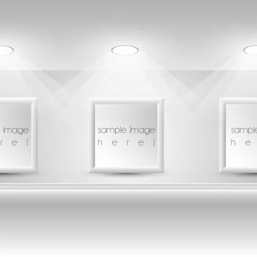Gallery Interior with empty frames on wall Stock Illustration