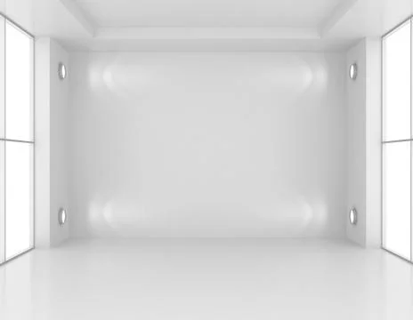 Gallery Interior with empty wall and lights. 3d rendering Illustrazione stock
