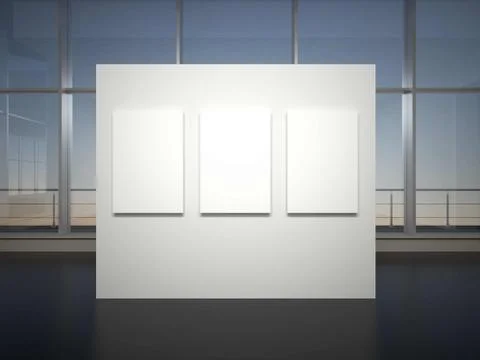 Gallery Interior with frames Illustrazione stock