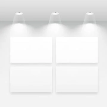 Gallery interior with multiple empty frames Illustrazione stock