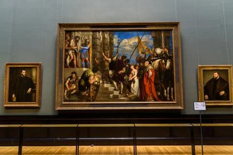 Gallery of the Museum of Fine Arts, mixed art collection of sculptures, pai.. Stock Photos