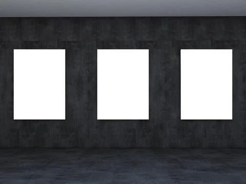 Gallery poster on wall 3d rendering Illustration Stock Illustration