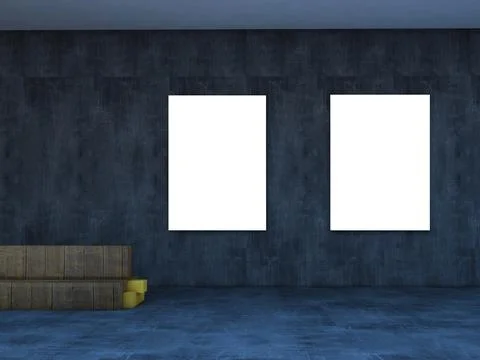 Gallery poster on wall 3d rendering Illustration Stock Illustration