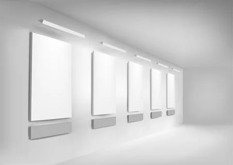 Gallery room with frames vector illustration Stock Illustration