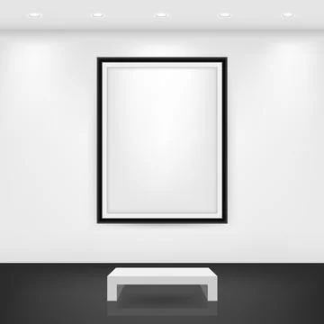 Gallery room with frames vector illustration Stock Illustration