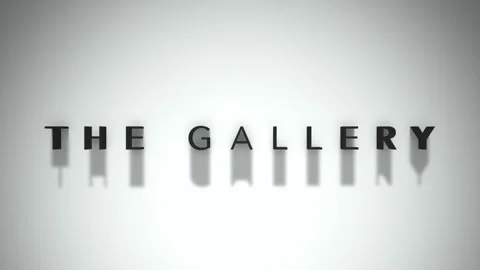 The gallery title 3D matte black words placed on a white base layer Stock Footage 301837708