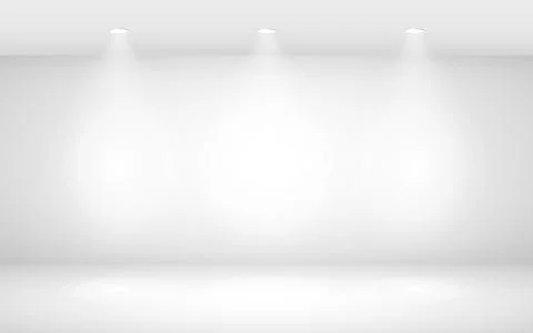 Gallery wall. Minimal white studio background with spotlights and clean gra.. Stock Illustration