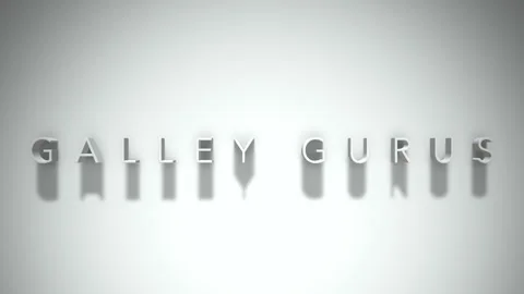 Galley gurus 3D title animation white text on a white background Stock Footage 298896522