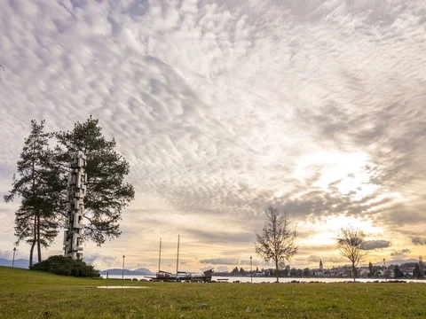 Galley, Sunset Parc de Vertou, Morges - Switzerland Stockbeeldmateriaal 73579220