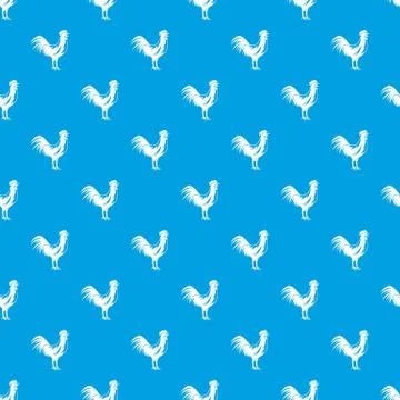 Gallic rooster pattern seamless blue Stock Illustration