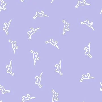 Gallimimus dinosaur line vector seamless pattern sign Stock Illustration