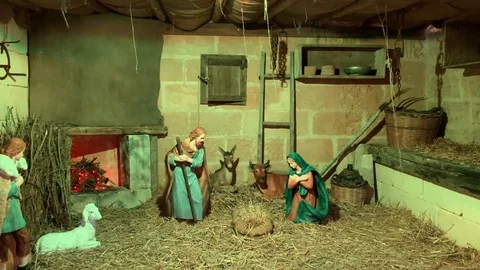 Gallipoli Apulia Close-Up Crib - Presepe Stock Footage 108170643