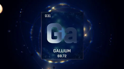 Gallium as Element 31 of the Periodic Table 3D animation on blue background Vídeo Stock 119564988