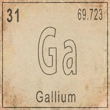 Gallium Element Card from Periodic Table on Vintage Old Paper Stock Illustration