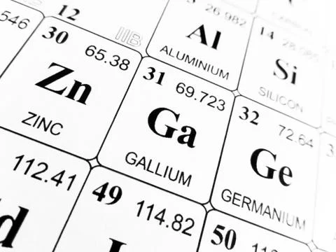 Gallium on the periodic table of the elements Stock Photos