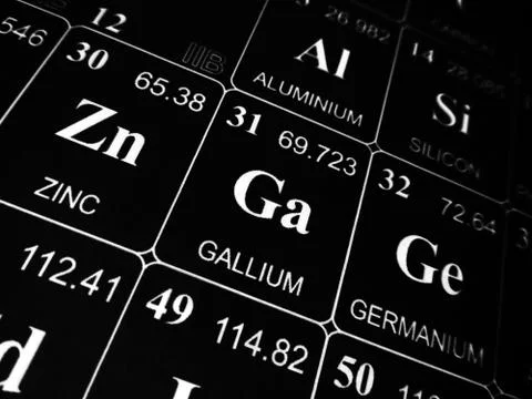 Gallium on the periodic table of the elements Stock Photos