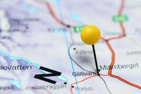 Gallivare pinned on a map of Sweden Foto stock