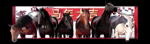 Galloping Breaking Through Screen 3D Naked-Eye Spring Background 库存影片 331853706