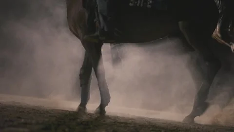 Galloping Horse in Dust Stock Footage 327438568