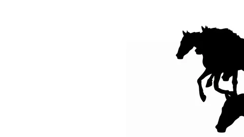 GALLOPING HORSES TRANSITION, Hand drawn animation Video stock 70129509