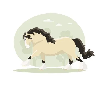 Galloping Tinker stallion, vector illustration Stock Illustration