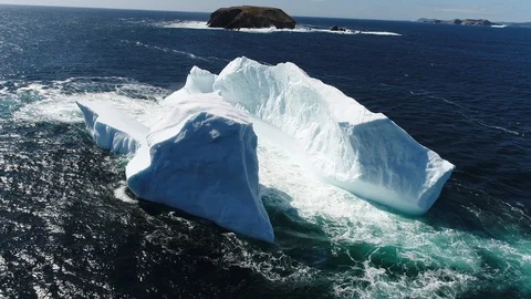 Gallows Cove iceberg Newfoundland May 13 2019 Stock Footage