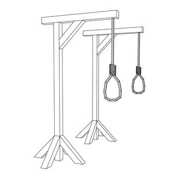 Gallows with Hanging rope. Place of execution in the Middle Ages Stock Illustration