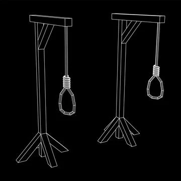 Gallows with Hanging rope. Place of execution in the Middle Ages Stock Illustration
