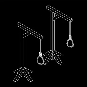 Gallows with Hanging rope. Place of execution in the Middle Ages Stock Illustration