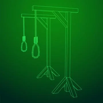 Gallows with Hanging rope. Place of execution in the Middle Ages Stock Illustration