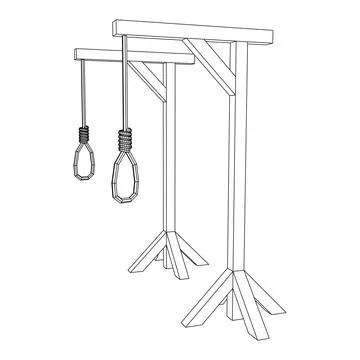 Gallows with Hanging rope. Place of execution in the Middle Ages Stock Illustration