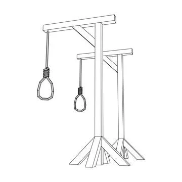 Gallows with Hanging rope. Place of execution in the Middle Ages Stock Illustration
