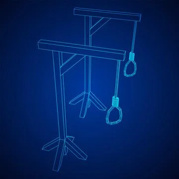 Gallows with Hanging rope. Place of execution in the Middle Ages Illustrazione stock
