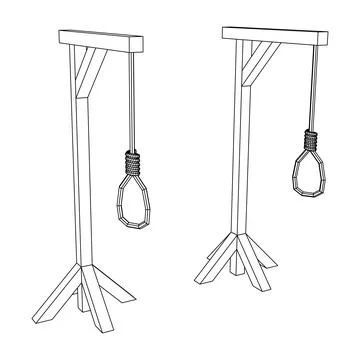 Gallows with Hanging rope. Place of execution in the Middle Ages Stock Illustration