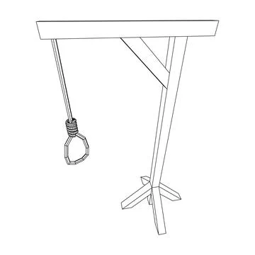 Gallows with Hanging rope. Place of execution in the Middle Ages Stock Illustration