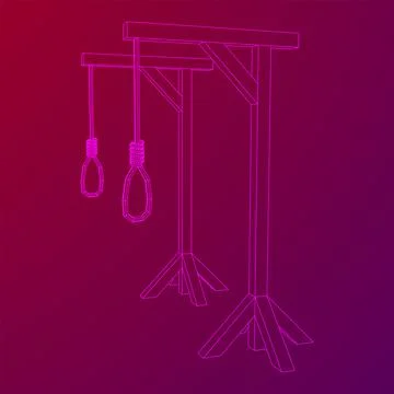 Gallows with Hanging rope. Place of execution in the Middle Ages Stock Illustration
