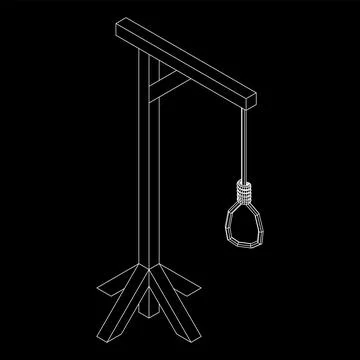 Gallows with Hanging rope. Place of execution in the Middle Ages Stock Illustration