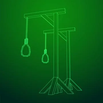 Gallows with Hanging rope. Place of execution in the Middle Ages Stock Illustration