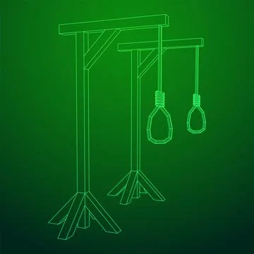 Gallows with Hanging rope. Place of execution in the Middle Ages Illustrazione stock