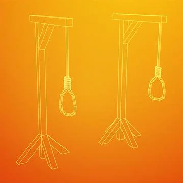 Gallows with Hanging rope. Place of execution in the Middle Ages Stock Illustration