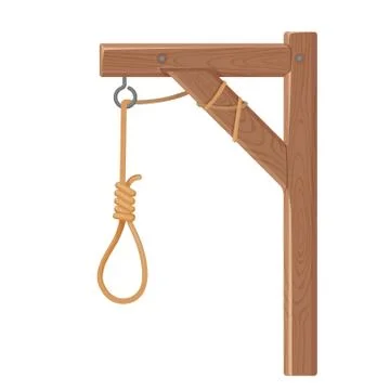Gallows with rope and noose. Execution, death and justice symbol. Vector Stock Illustration