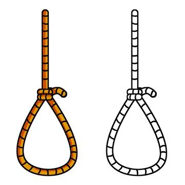 Gallows. Rope with loop. Set of Old Brown object. Medieval justice Stock Illustration