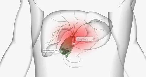 Gallstones are pieces of solid material that form in the gallbladder, a sma.. Stock Illustration
