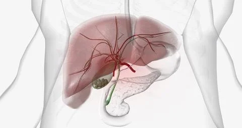 Gallstones are pieces of solid material that form in the gallbladder, a small Stock Illustration