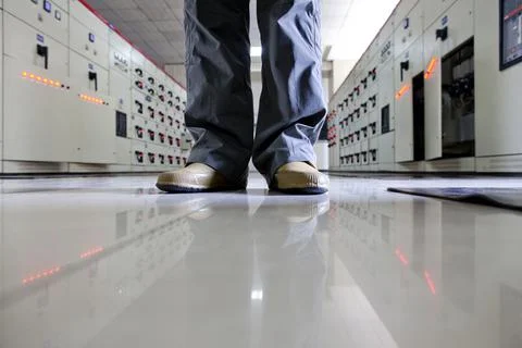 Galoshes of electrician,close-up Stock Photos
