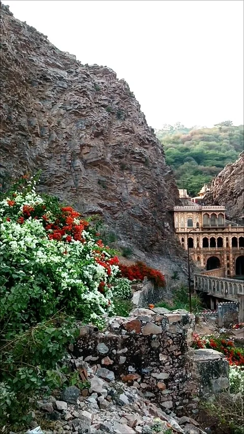 Galta Ji Temple, known as Monkey Temple in Jaipur, India Stock Footage 299730115