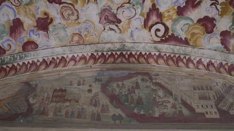 Galtaji temple aka monkey temple fresco, Rajasthan, Jaipur, India Stock Footage 253472365