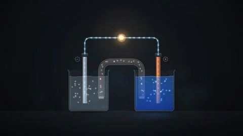 Galvanic Cell Electron Flow Through Wire and Salt Bridge Seamless Loop Stock-Footage 347567638
