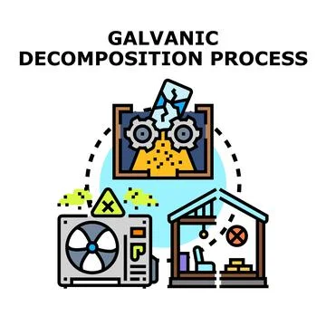 Galvanic decomposition process for industrial material recycling Stock Illustration